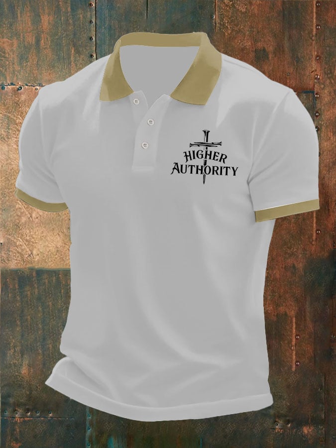 Camisa polo Higher Authority Cross Nails estampado casual para hombre