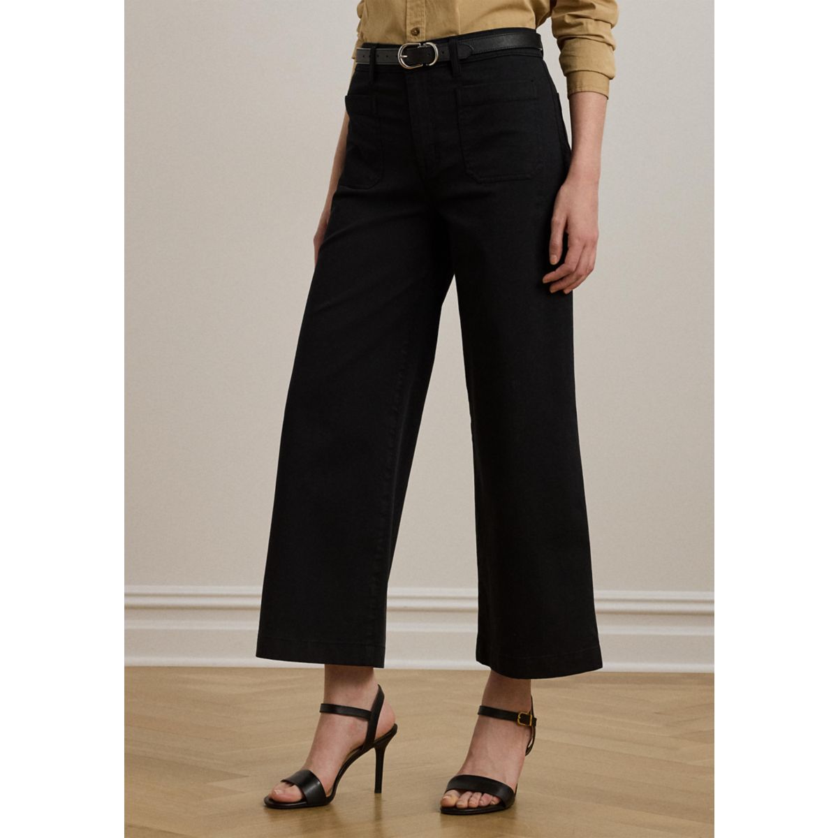 Stretch Chino Wide Leg Cropped Pants - 8