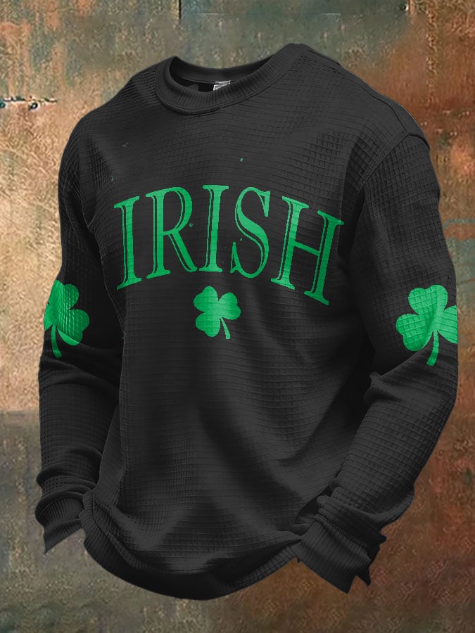 Camiseta St. Patrick's Day tejido tipo waffle Faith de manga larga para hombre