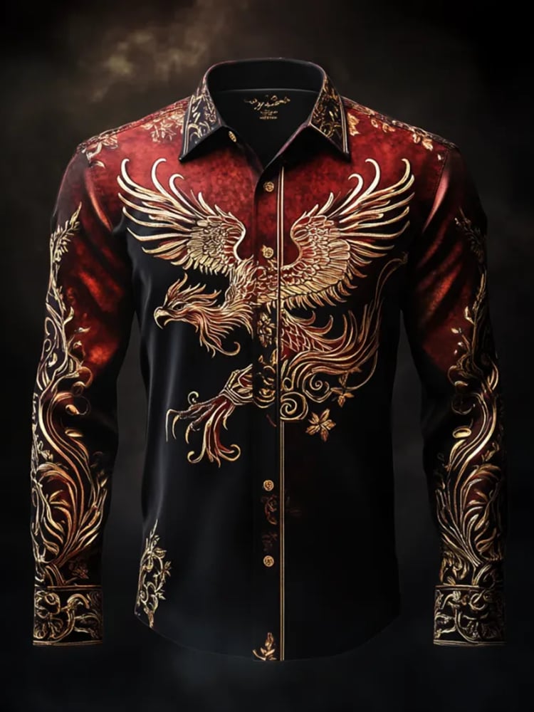 Camisa casual estampado de manga larga para hombre