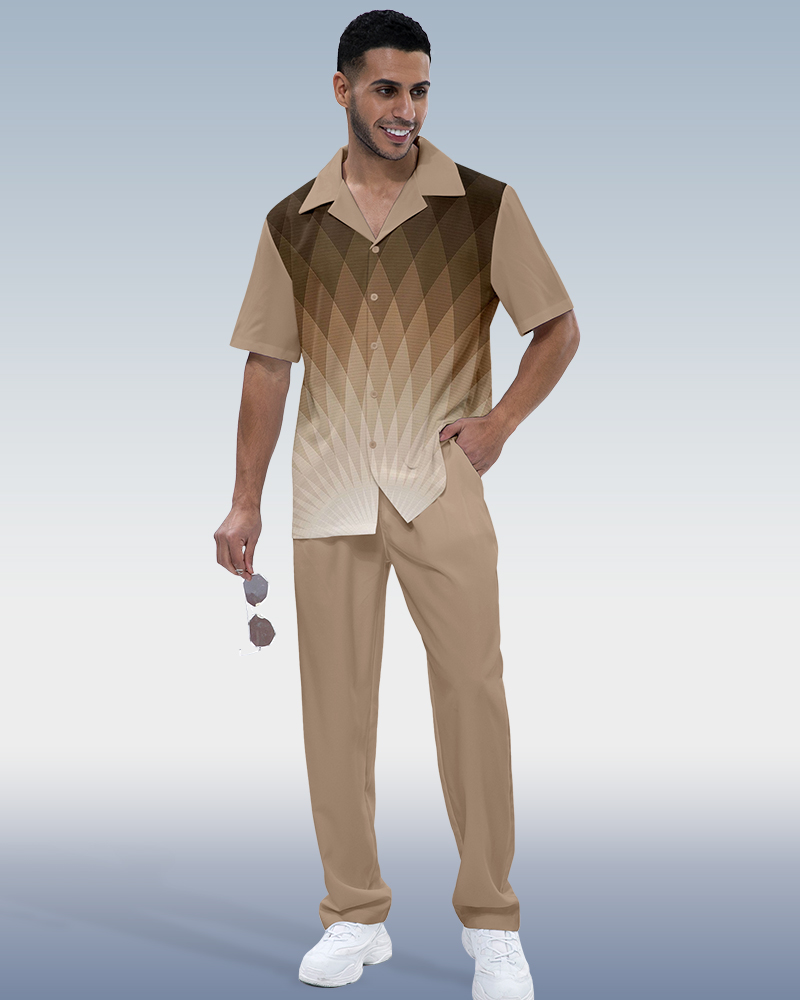 Camisa Rianmond Gradient estampado de manga corta Walking Set 638 para hombre
