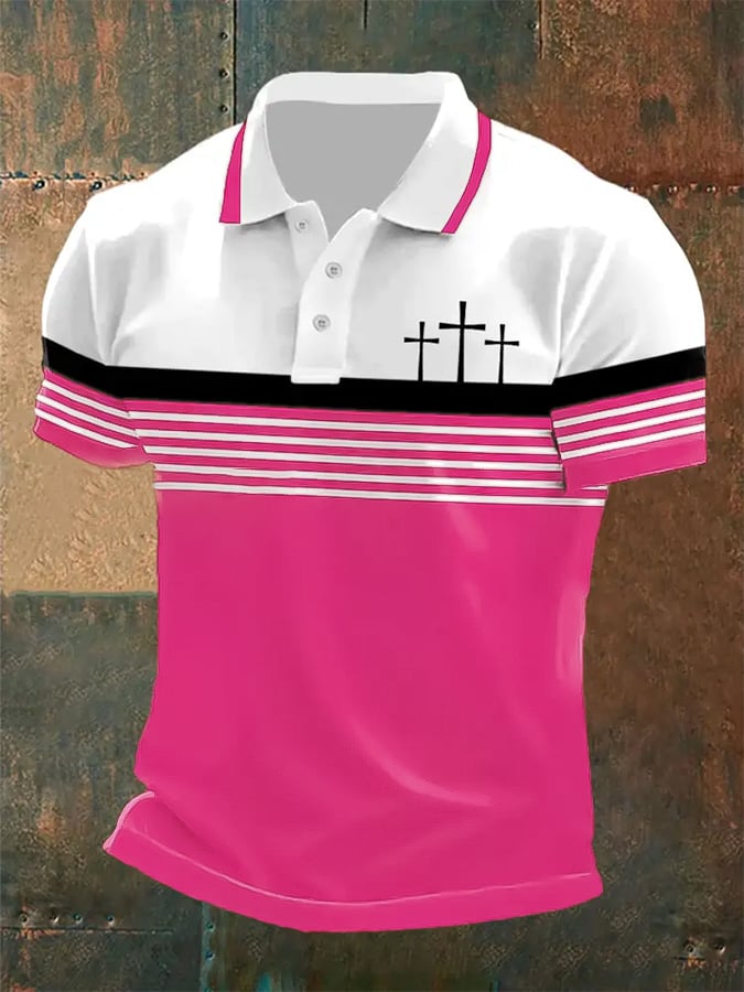 Camisa polo retro Faith casual estampado para hombre
