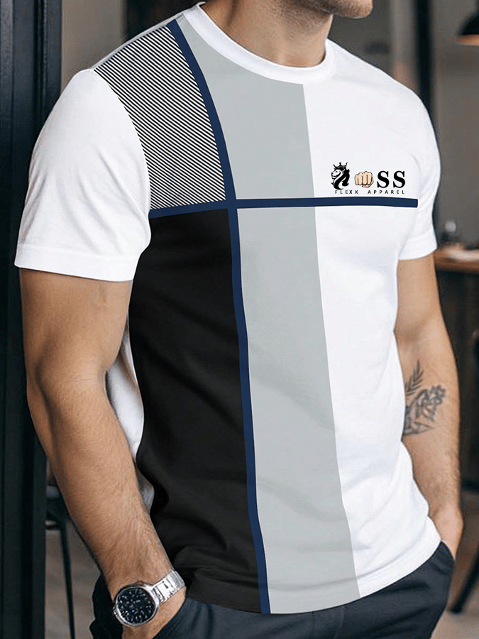Camiseta retro Letter estampado cuello redondo para hombre