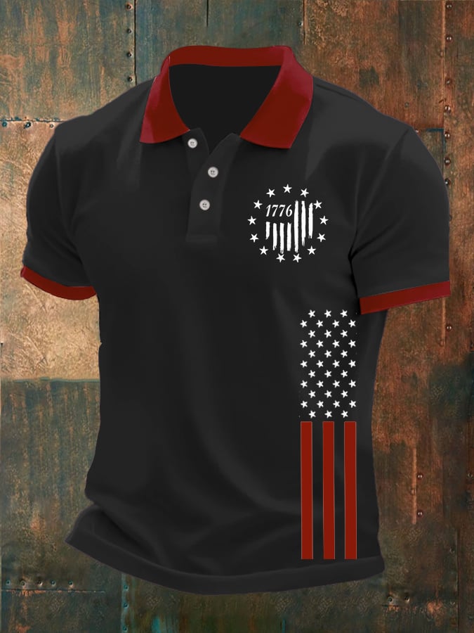 Camisa polo 1776 Flag estampado para hombre