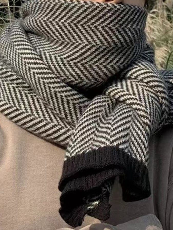 De modaable And Versatile Herringbone Design Warm And Thickened Scarf para hombre