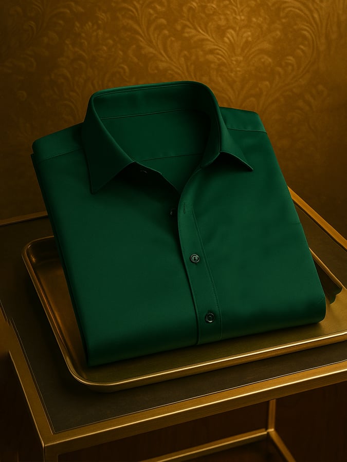 Camisa de moda ejecutivo de lujo satén de manga corta para hombre