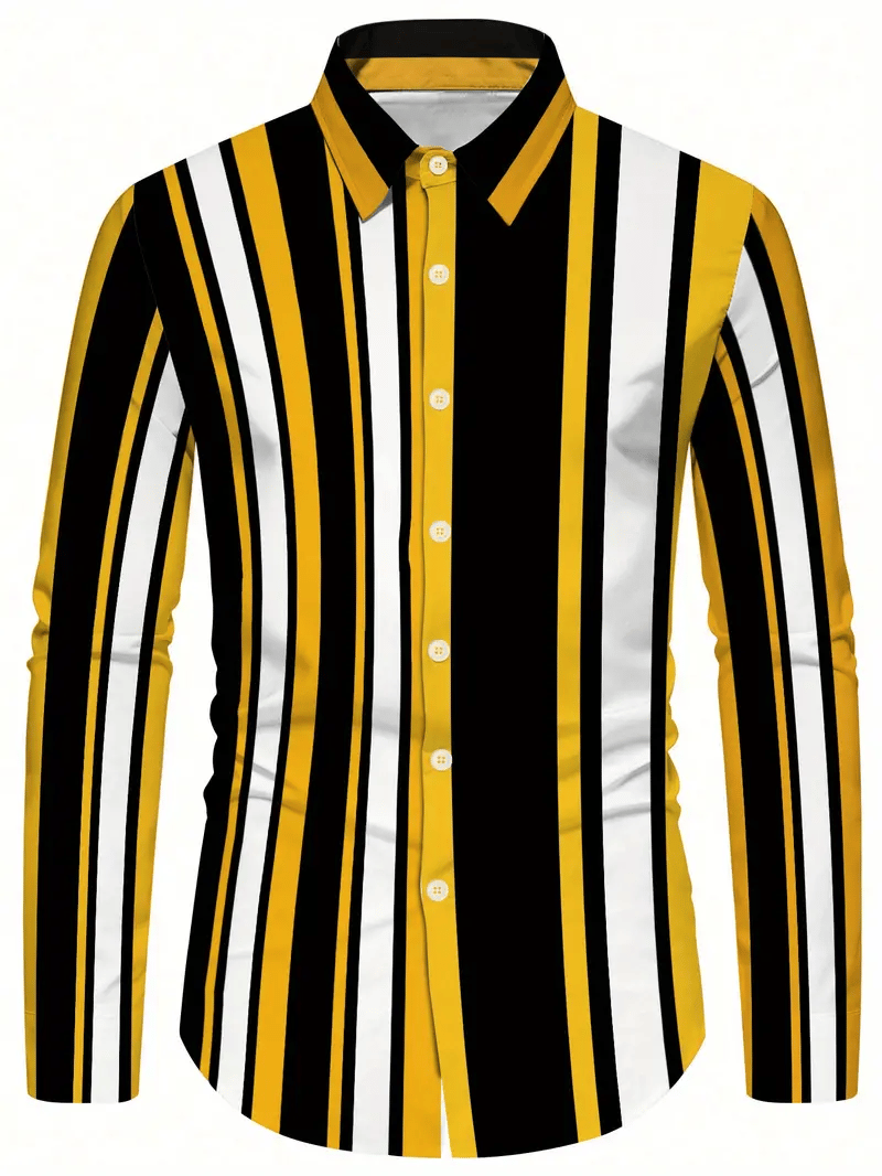 Camisa rayas estampado ejecutivo de manga larga para hombre
