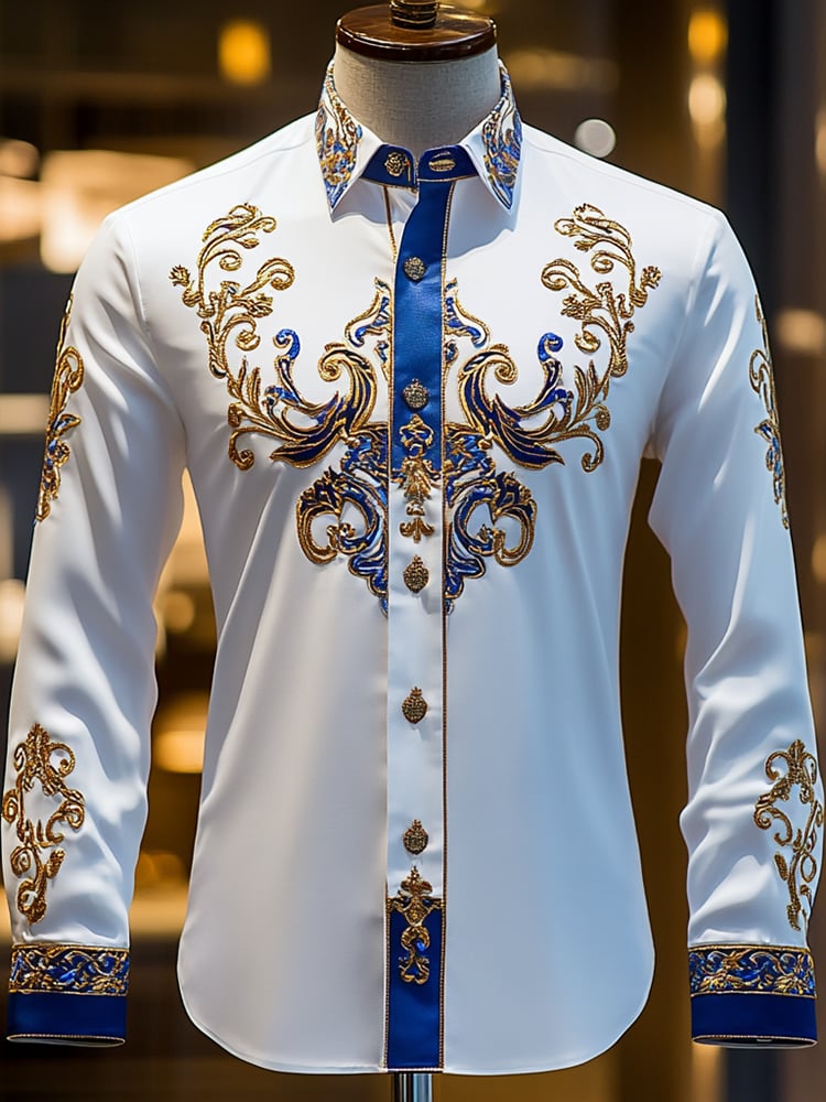 Camisa satén Luxe de manga larga con botones para hombre