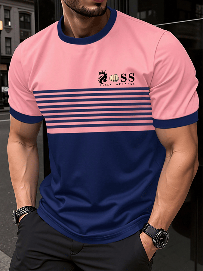 Camiseta retro Letter estampado cuello redondo para hombre
