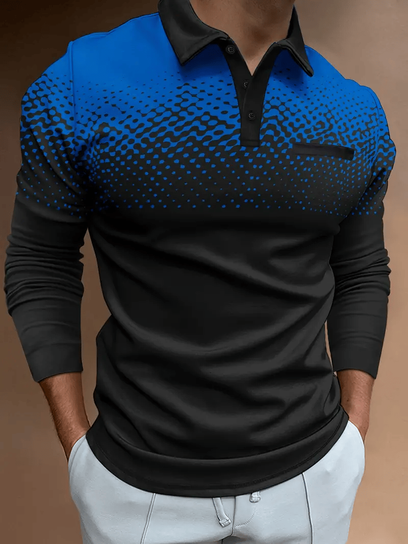 Camisa polo ejecutivo casual a rayas de manga larga para hombre