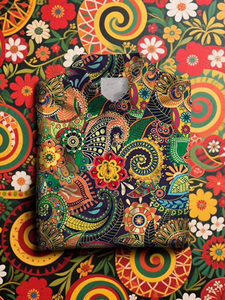Camisa ejecutivo de lujo floral estampado de manga corta para hombre