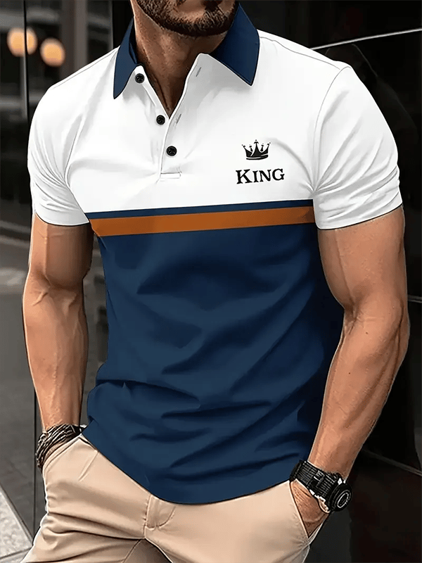 Camisa polo ejecutivo Logo con botones de manga corta para hombre