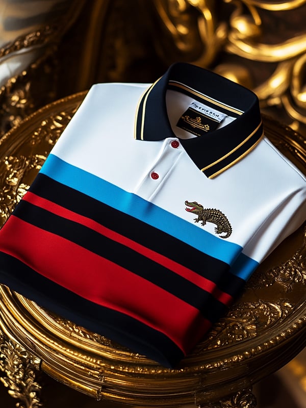 Camisa polo ejecutivo rayas Logo con botones de manga corta para hombre