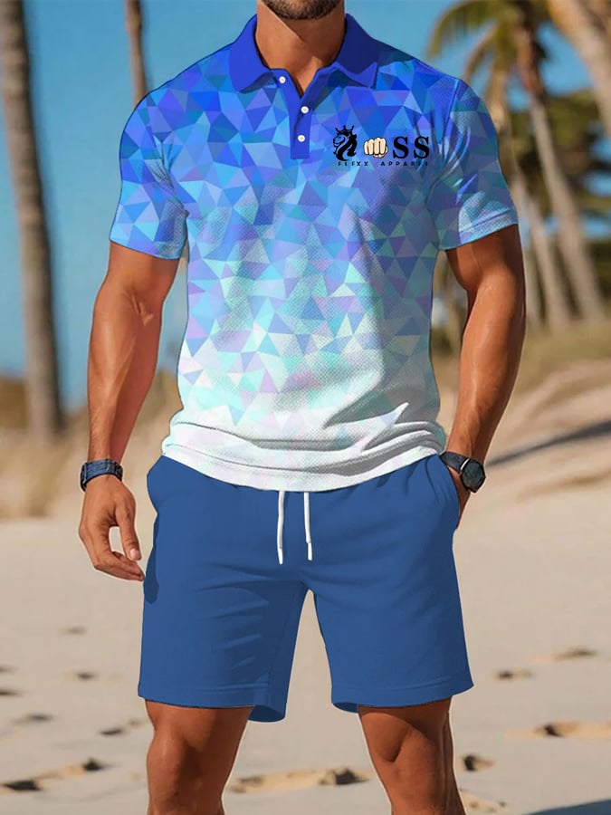 Camisa polo retro Letter Design casual ejecutivo de manga corta Suit para hombre