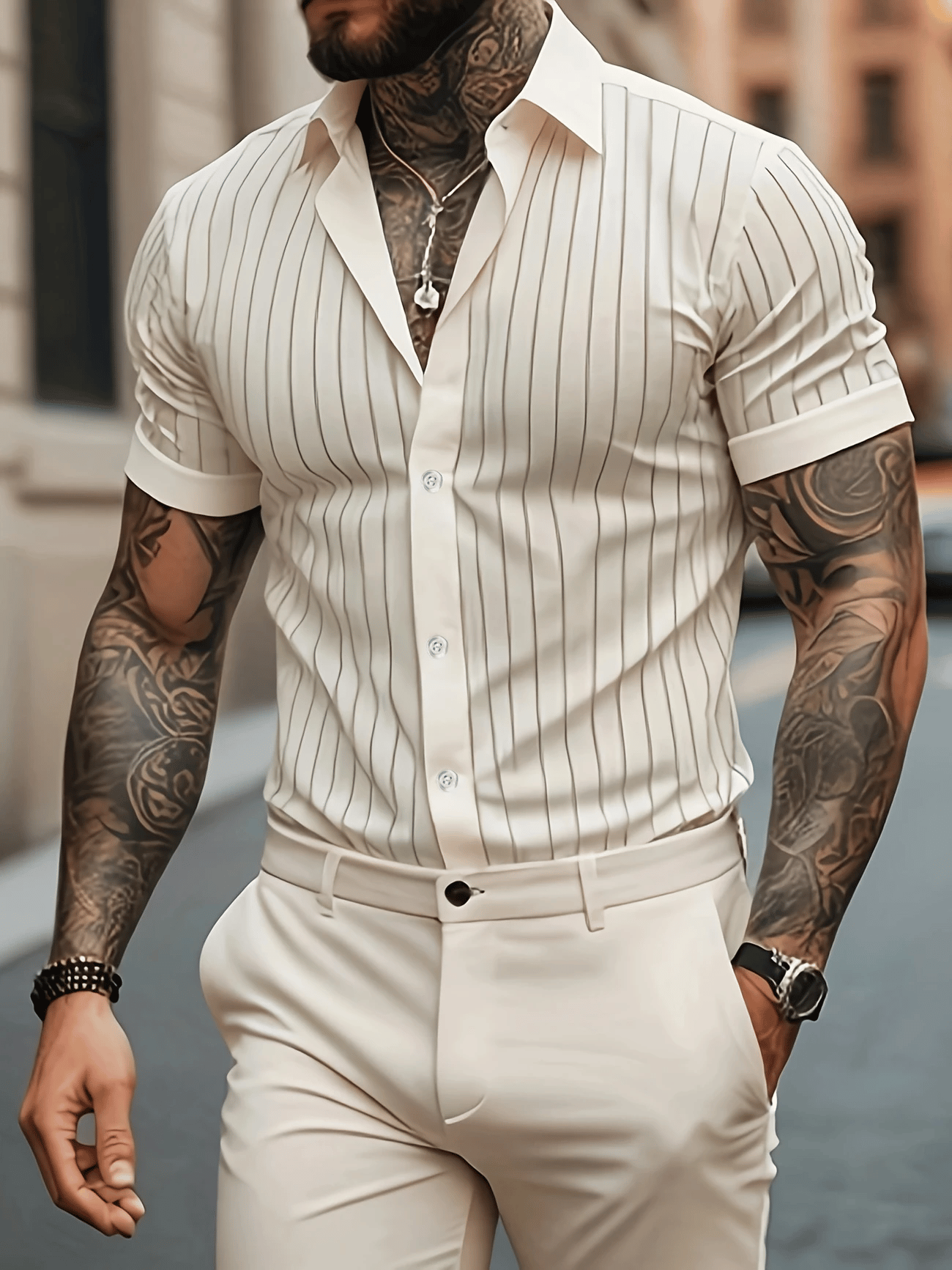 Camisa ejecutivo casual Button de manga corta para hombre