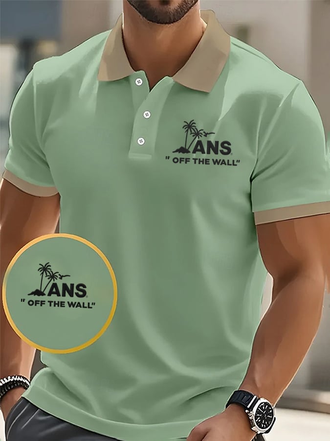 Camisa polo sports LOGO estampado contrast color casual para hombre
