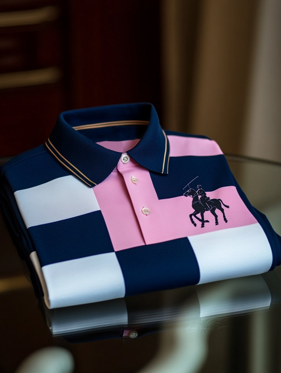 Camisa polo ejecutivo casual Horseback Rider con botones de manga corta para hombre