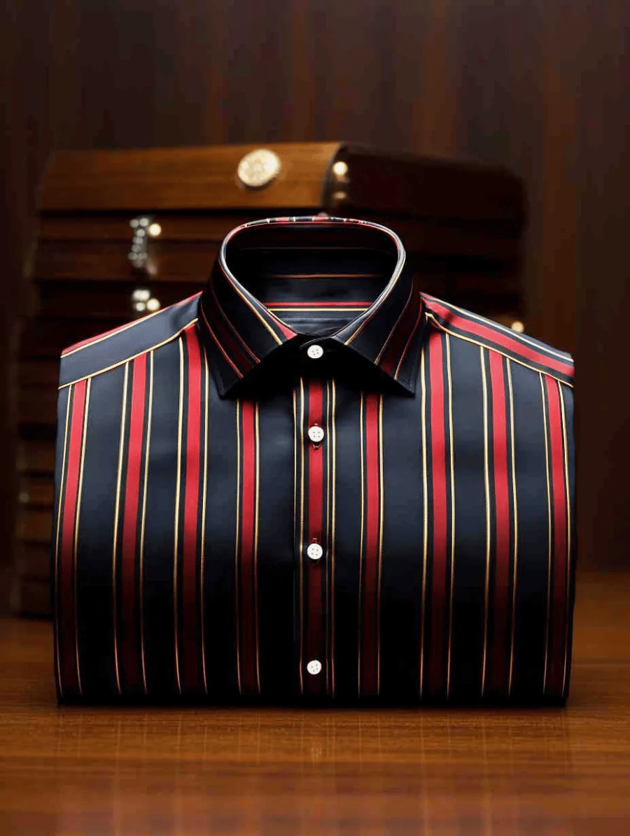Camisa satén de lujo ejecutivo a cuadros de manga larga para hombre