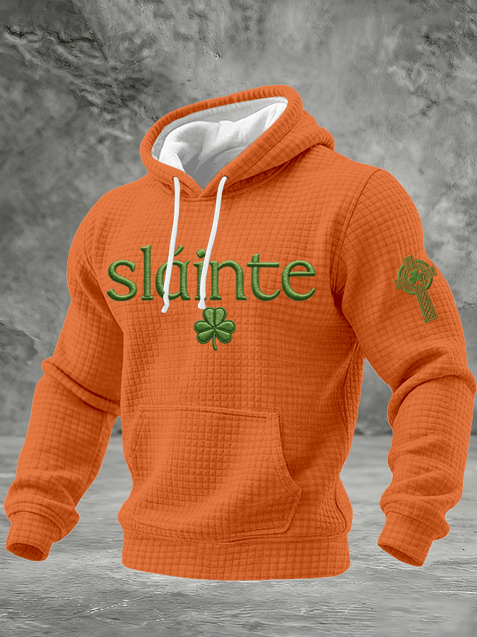 Sudadera St. Patrick's Day estampado Checkered con gorrasucha para hombre