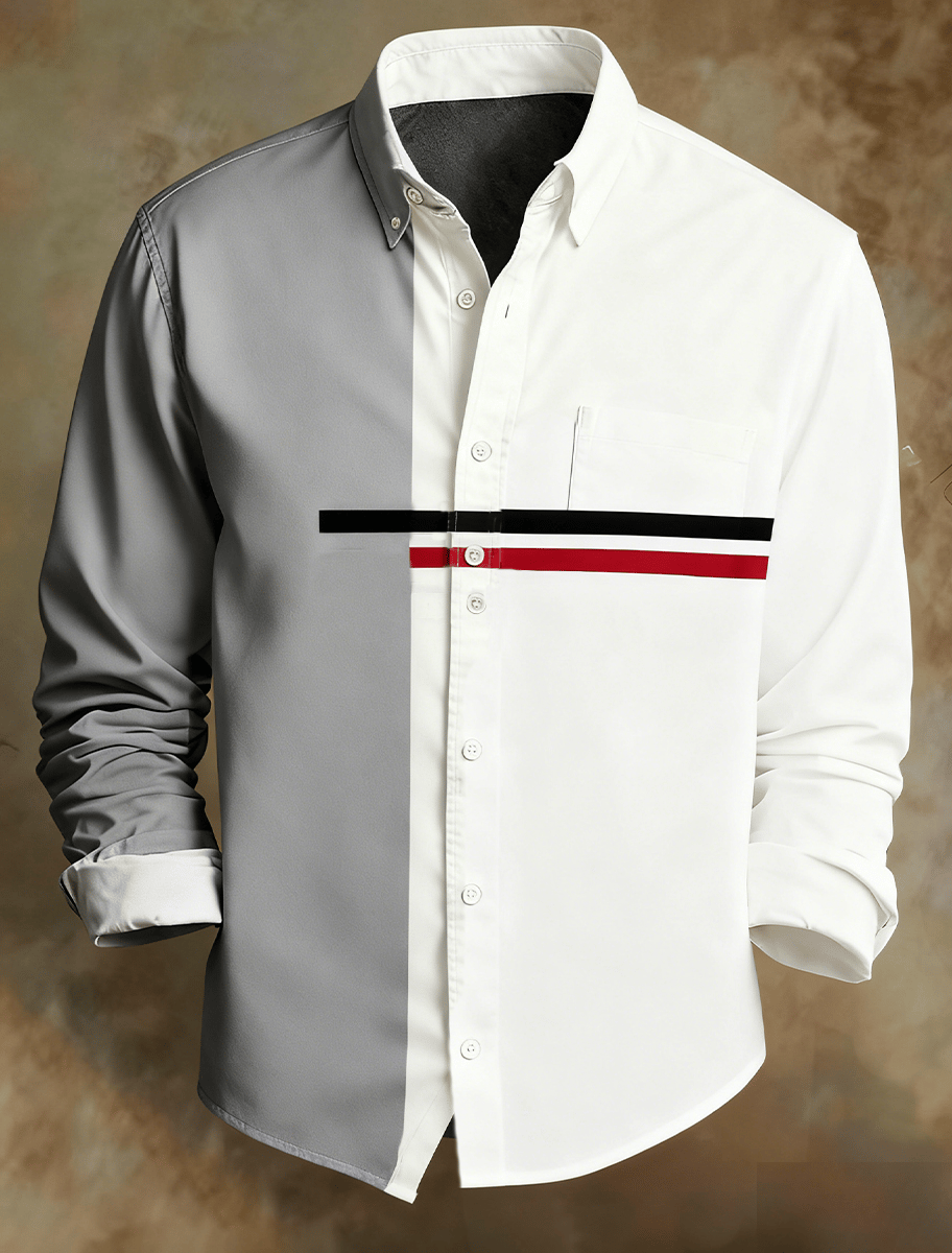 Camisa retro Abstract Art estampado Comfortable ejecutivo Style para hombre