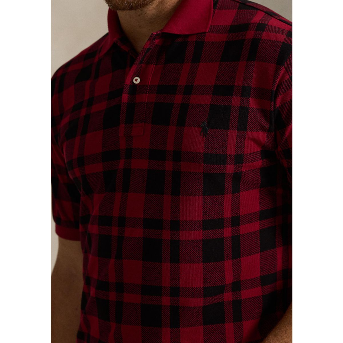 Big & Tall Plaid Mesh Polo Shirt - 3