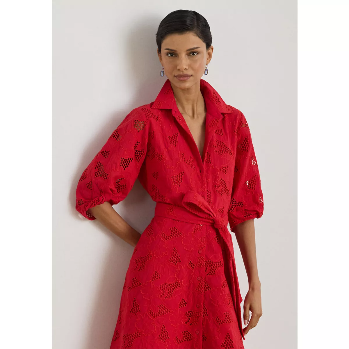 Women's Eyelet Voile Balloon-Sleeve Shirtdress - 2