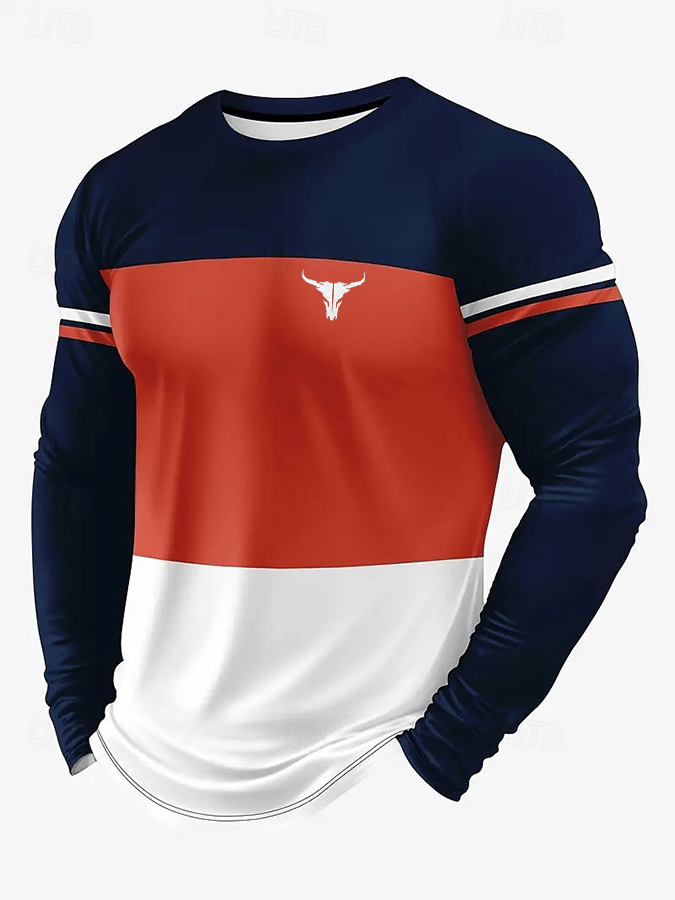 Camiseta ejecutivo casual estampado de manga larga para hombre