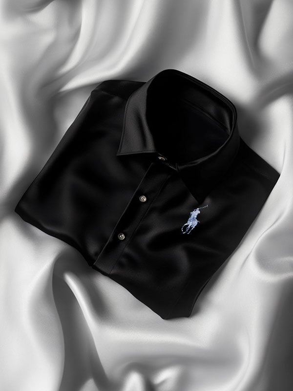 Camisa ejecutivo casual Logo solapa de manga corta para hombre