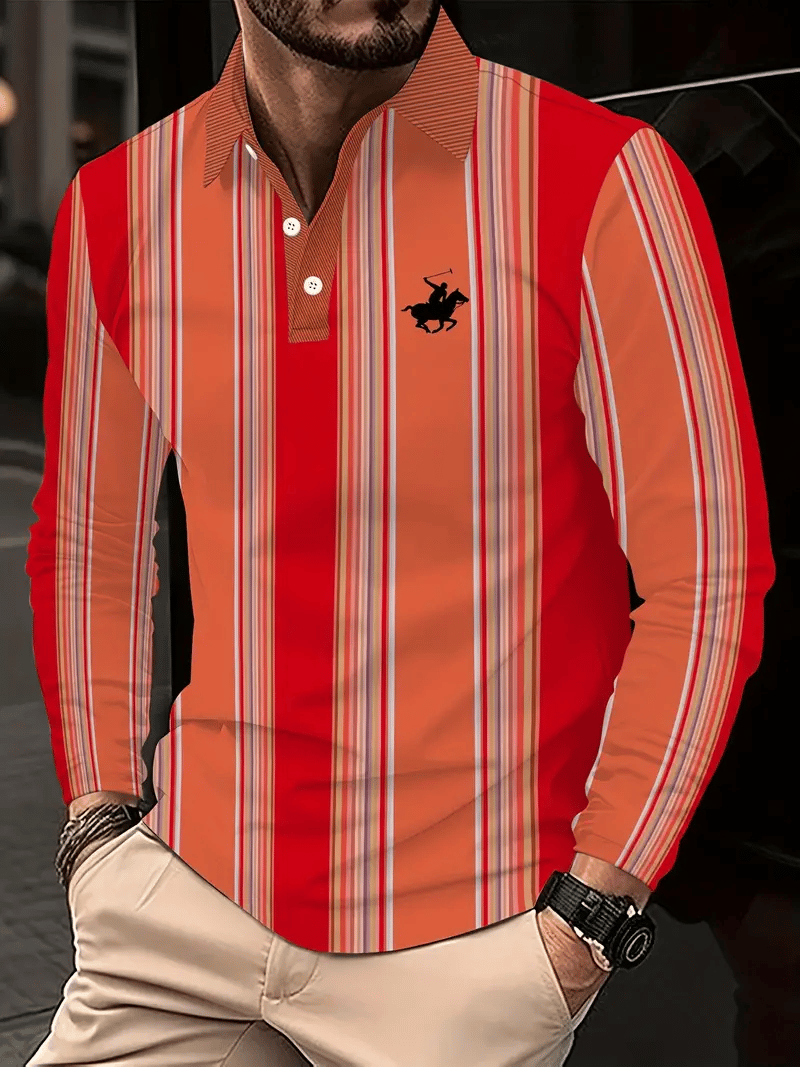 Ejecutivo casual a rayas con botones Polo para hombre