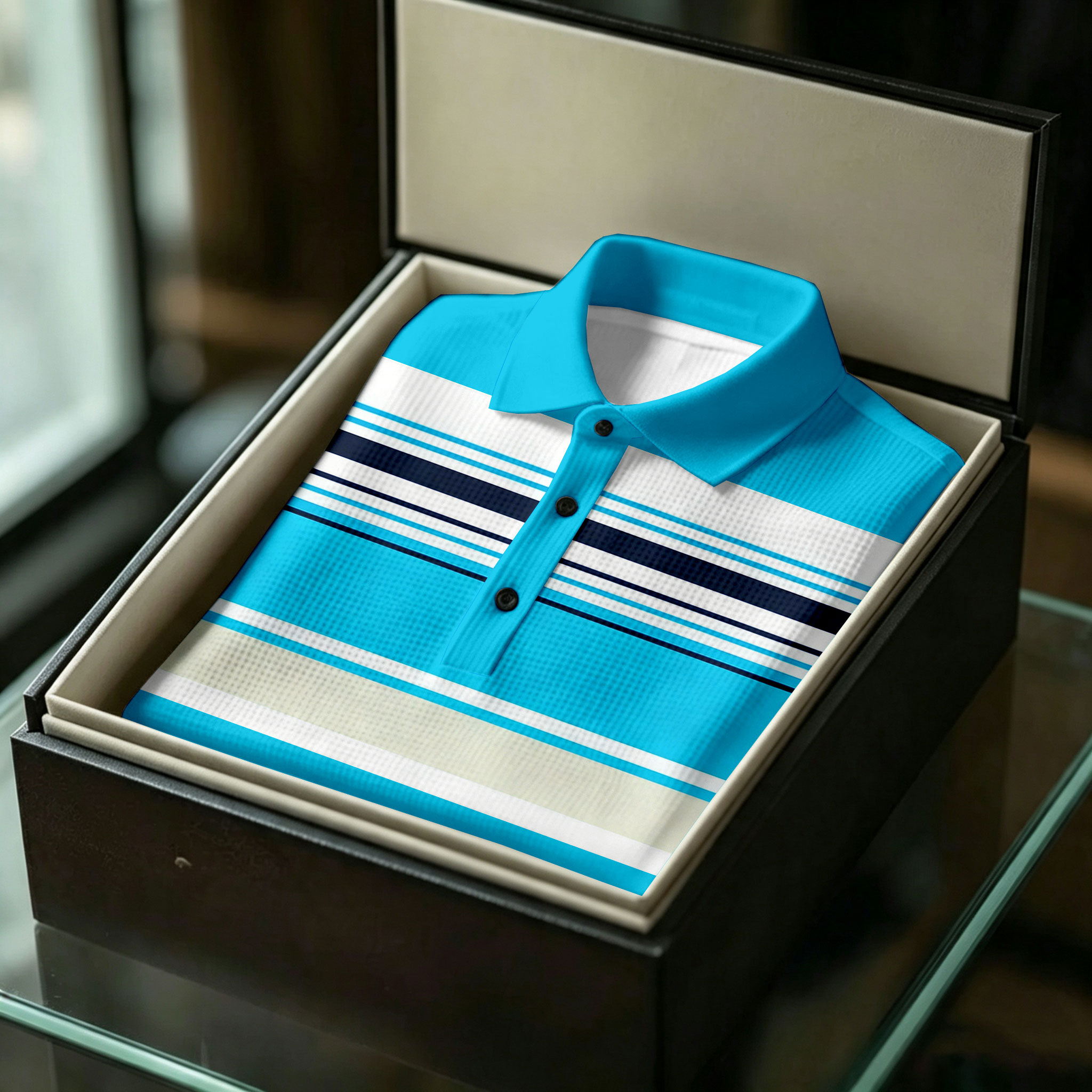 para hombre a rayas estampado de manga corta camisa polo