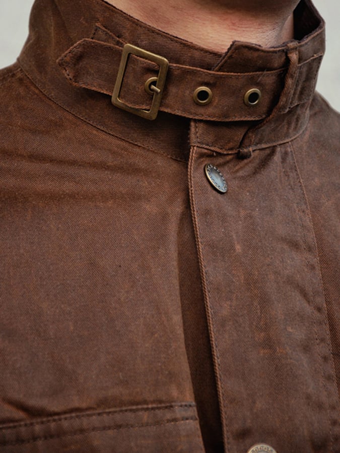 Chaqueta vintage Western Style Mid-Length Waxed para hombre