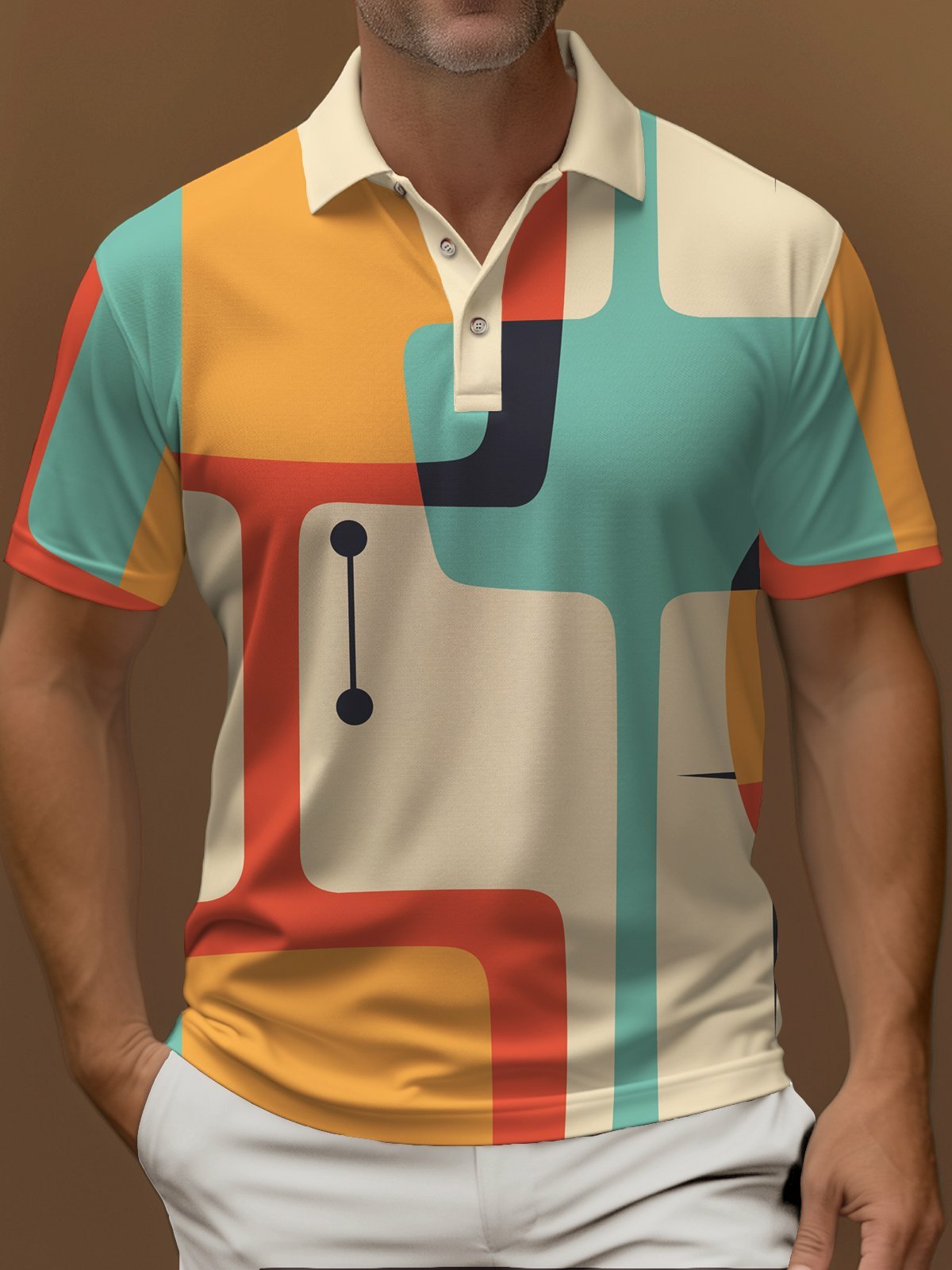 Camisa polo casual de moda Contrast Color hawaiano para hombre