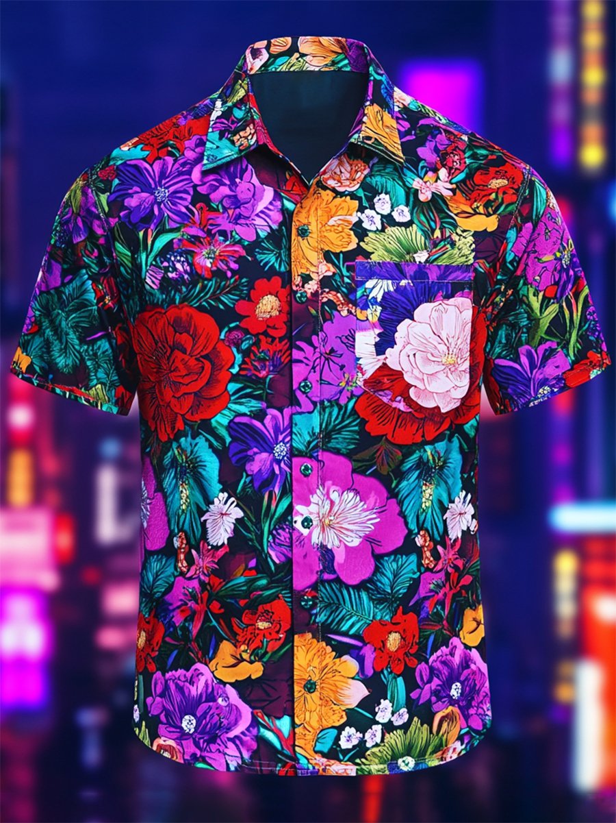 Camisa Resort casual floral Art de manga corta para hombre