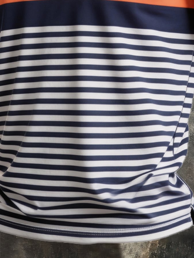 Camisa polo retro Patriotic Color-Block de manga corta para hombre