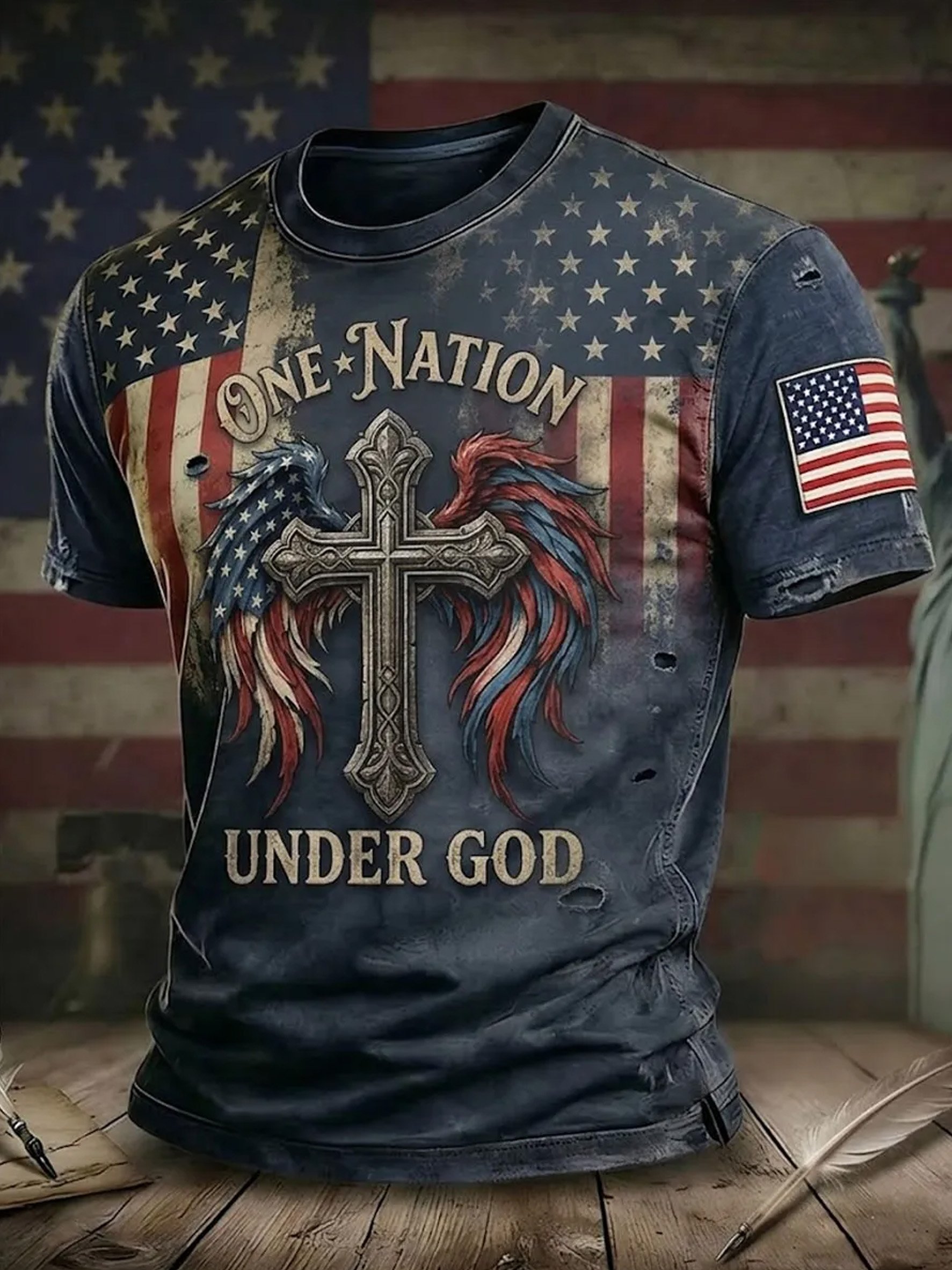American Flag estampado casual Top para hombre