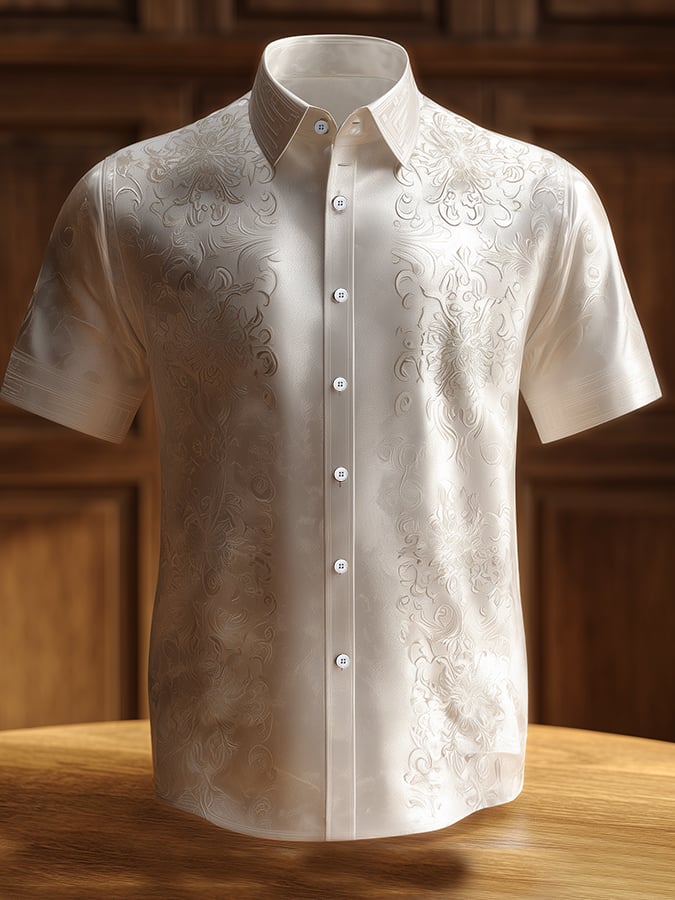 Camisa casual retro Gentleman satén para hombre