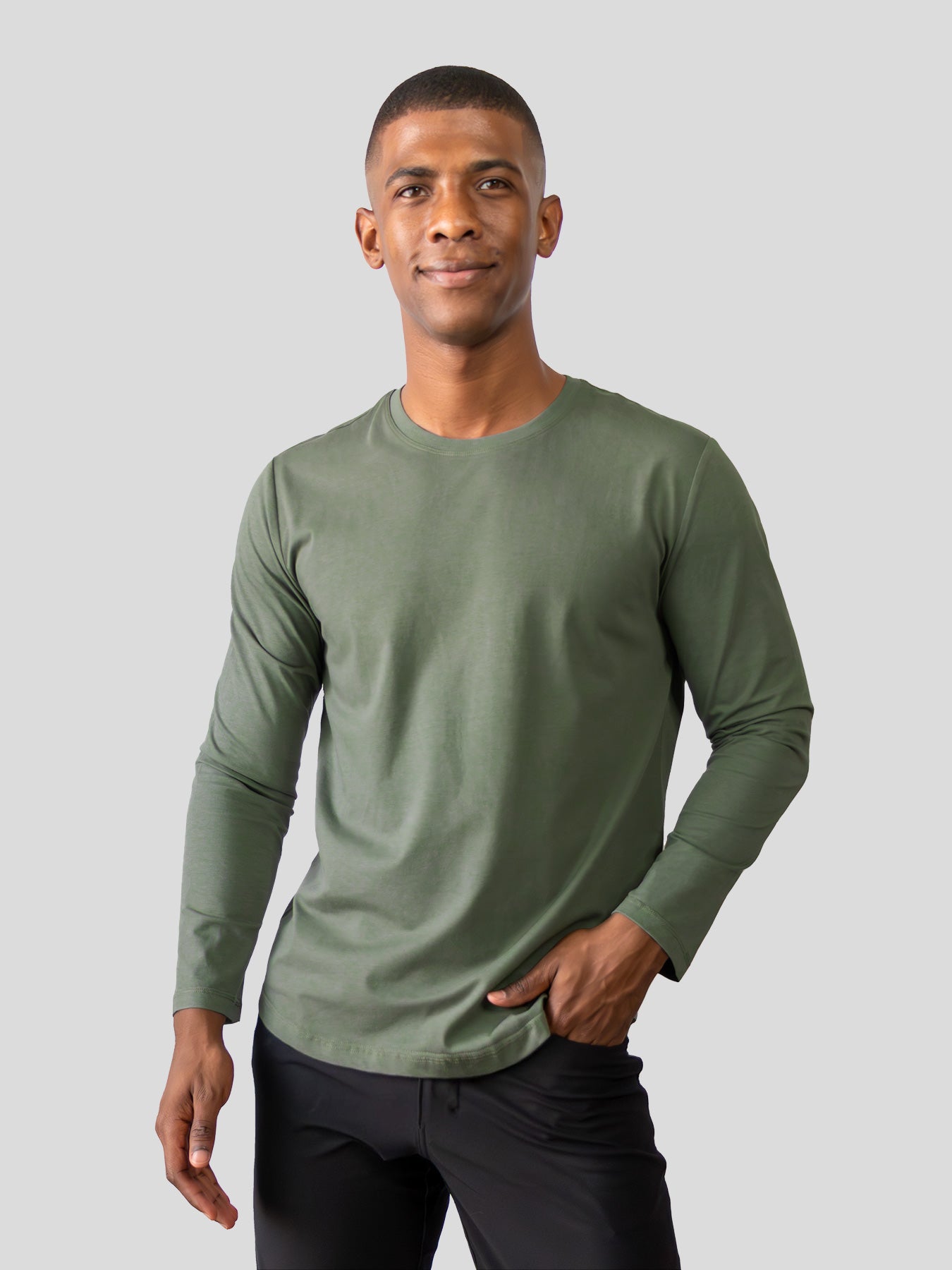 StaySmooth de manga larga Curve Hem Tee: de corte entallado