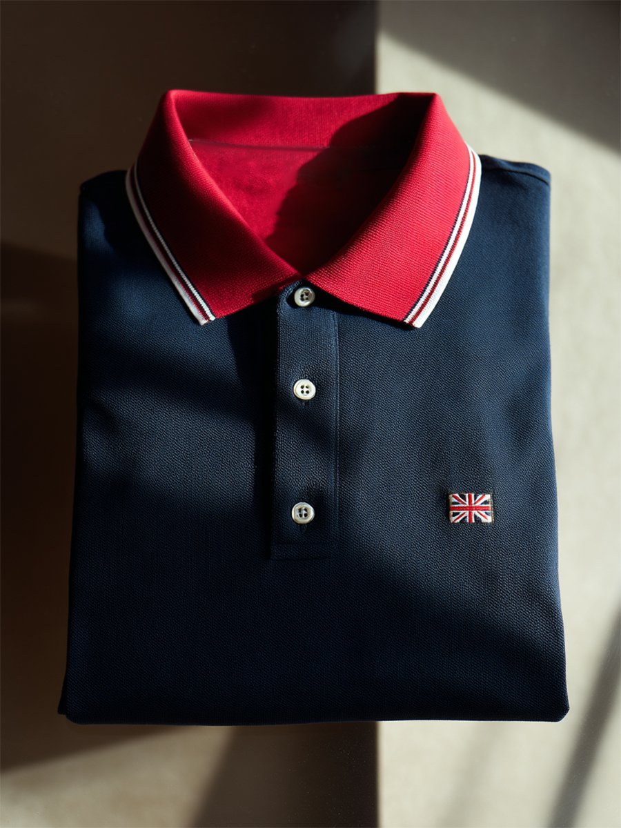 Camisa polo ejecutivo casual Union Jack Button de manga corta para hombre