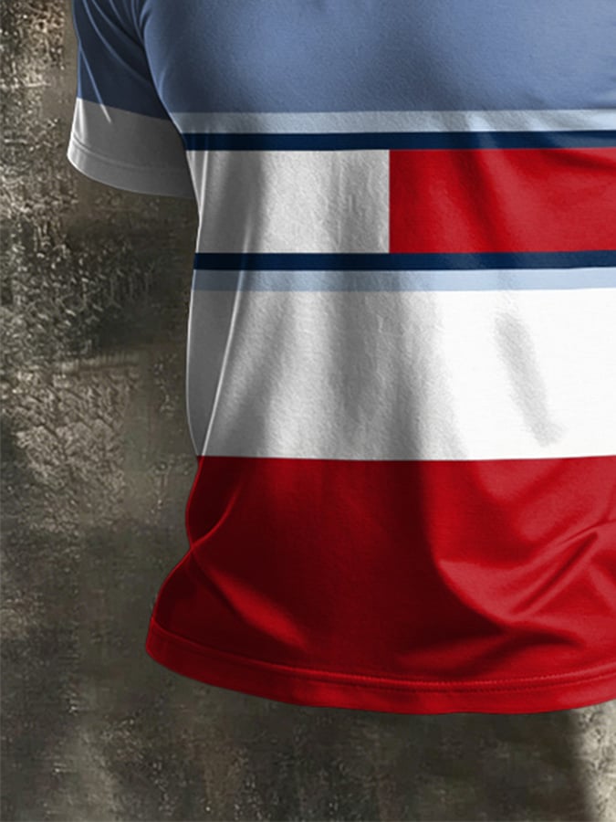 Camisa polo retro Abstract Art estampado casual para hombre