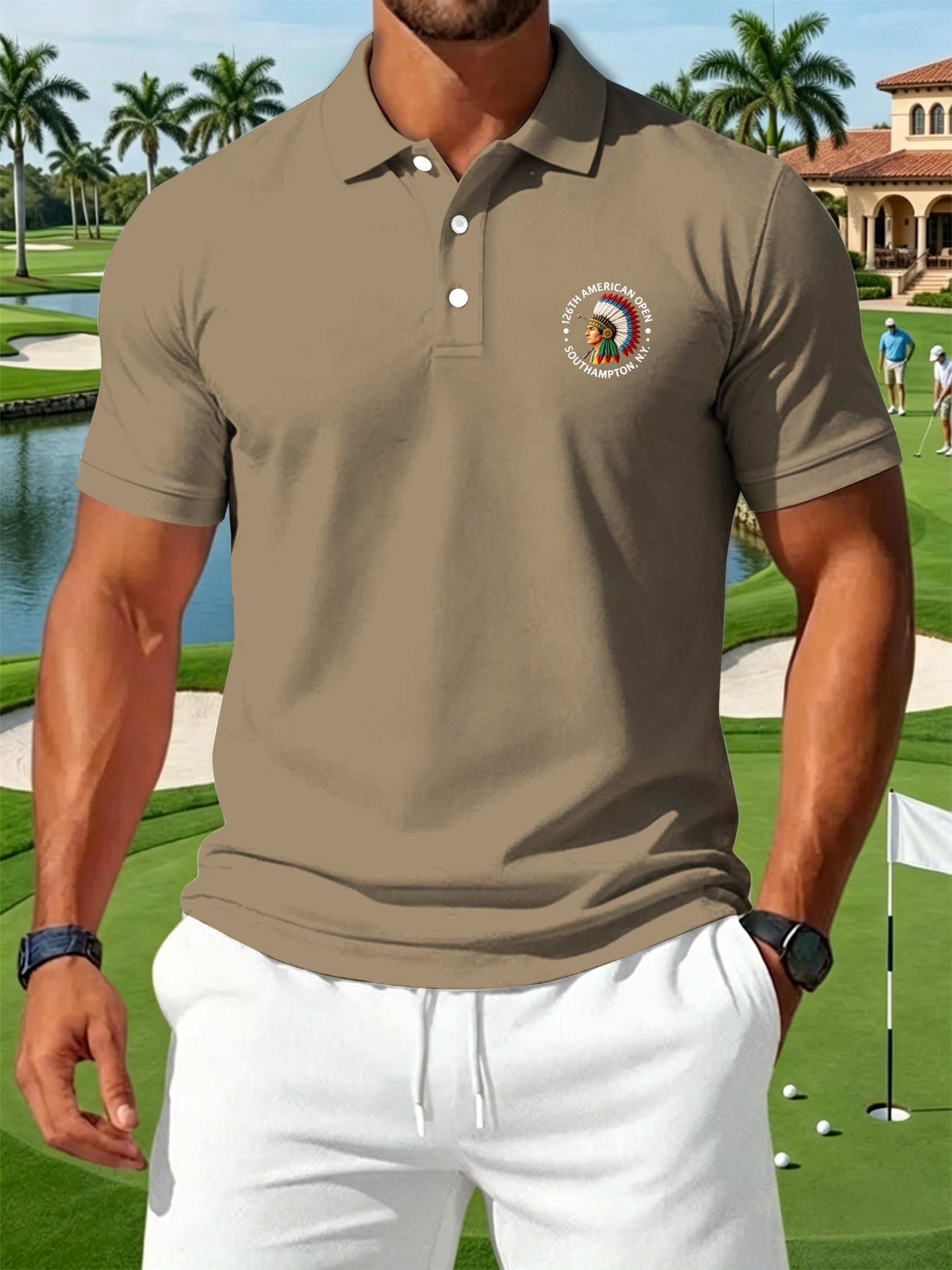 Golf Enthusiast estampado casual Polo para hombre
