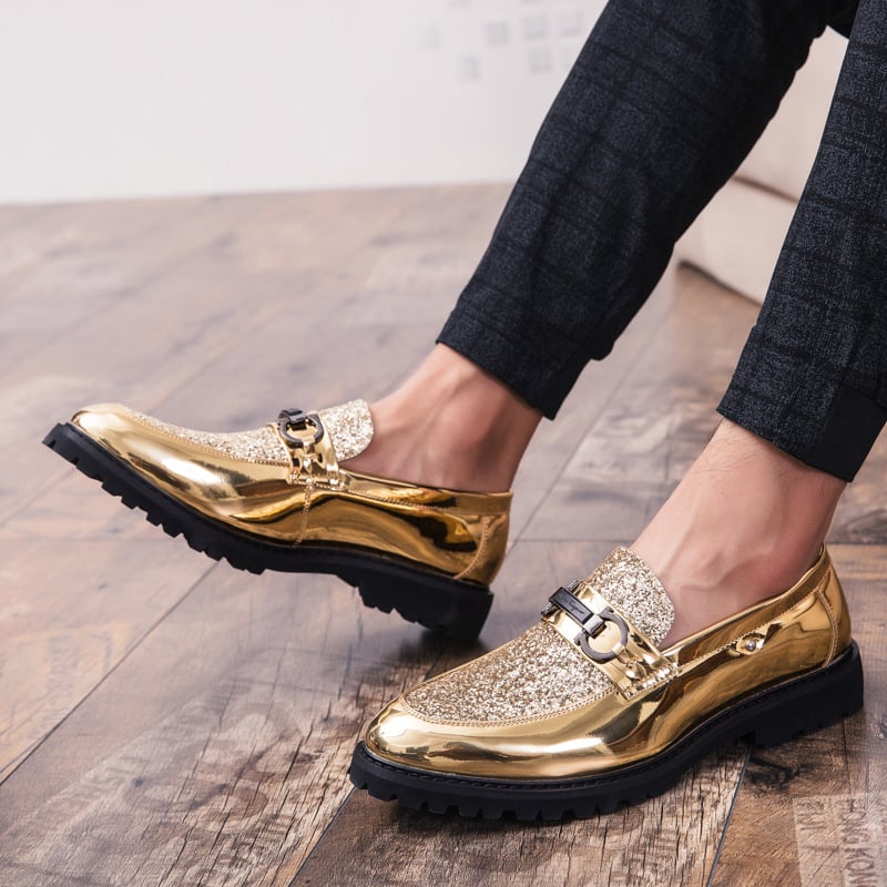 Zapatos British de moda Matching Sequin ejecutivo Dress cuero