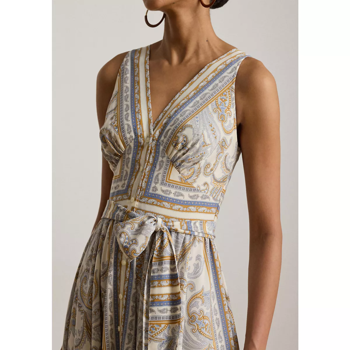 Petite Paisley Georgette Handkerchief-Hem Dress - 3