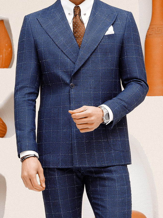 Chaqueta retro Single Breasted a cuadros Gentleman ejecutivo Suit para hombre