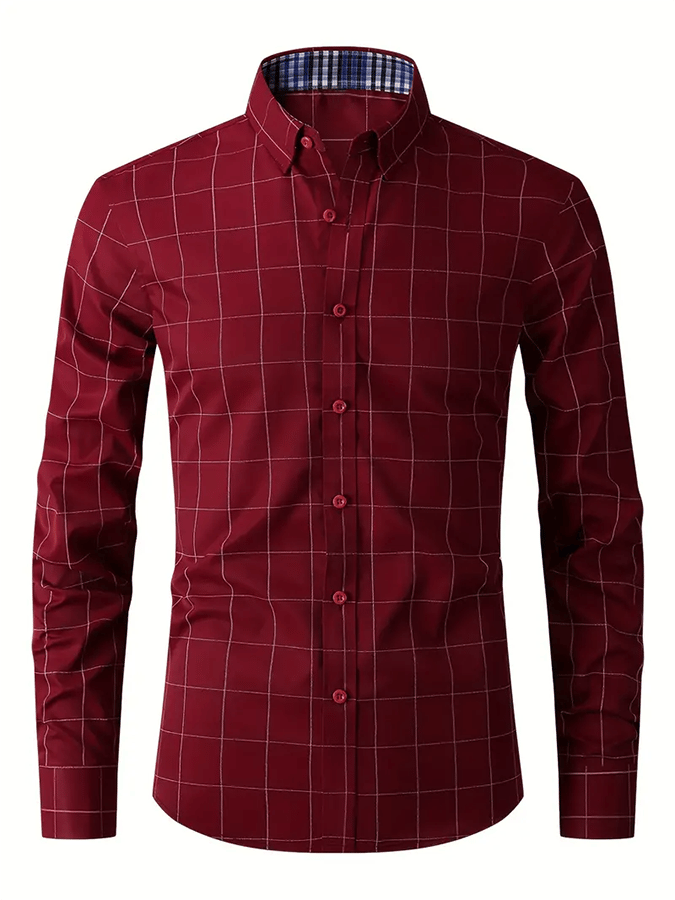 para hombre Plaid ejecutivo casual camisa