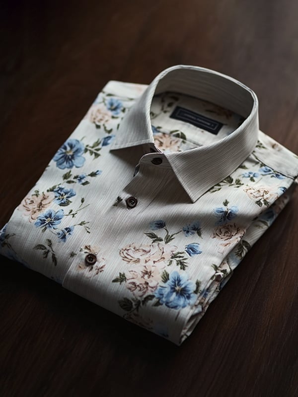 Camisa casual Watercolor floral estampado de manga larga para hombre