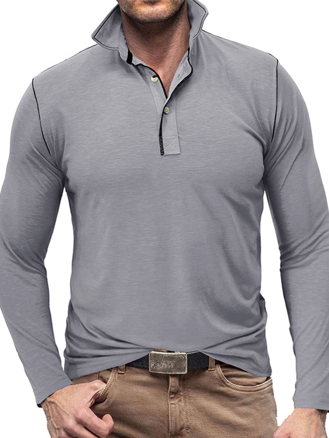 Camisa polo Sports casual Raglan Sleeve Half Button