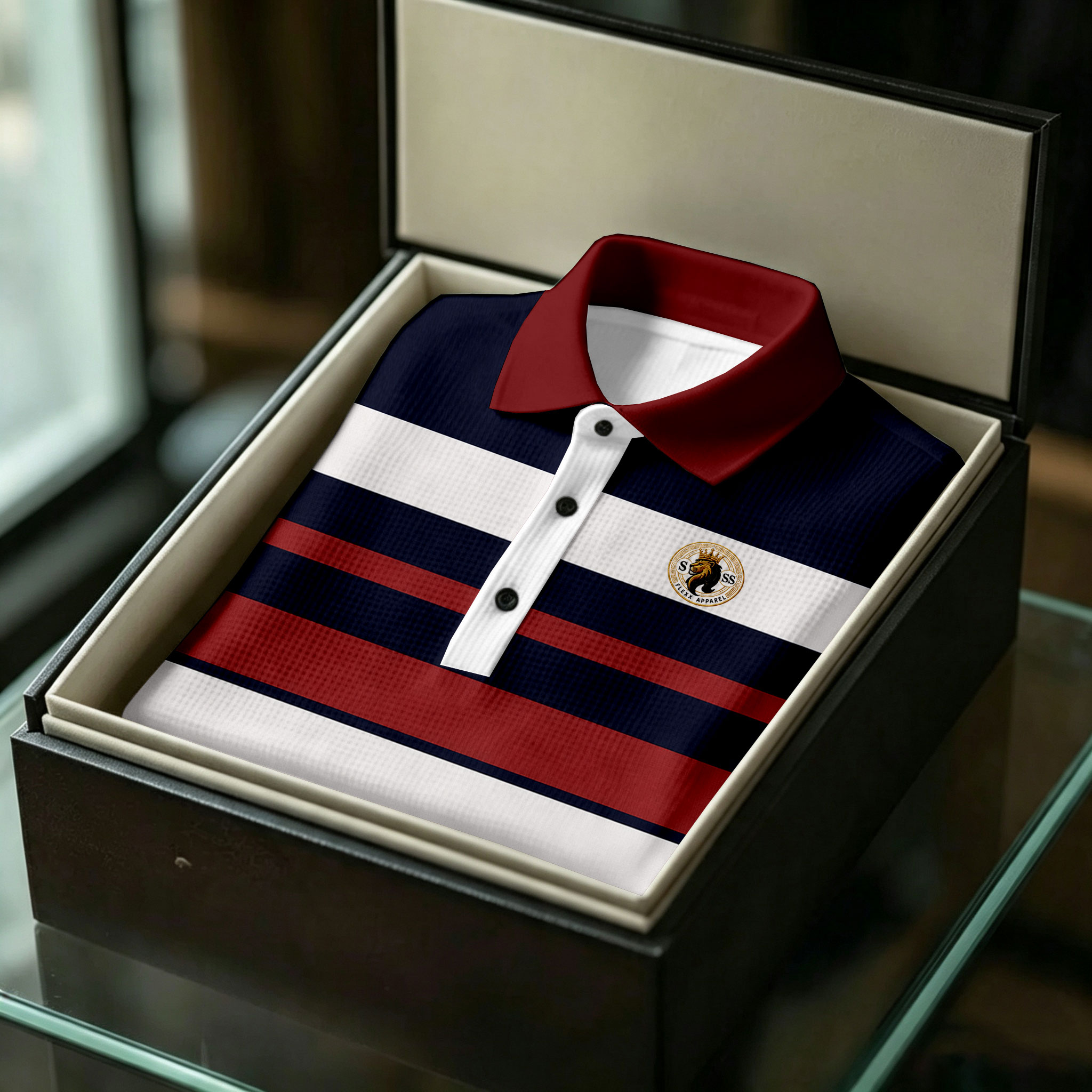 para hombre Color-Blocked a rayas de manga corta camisa polo