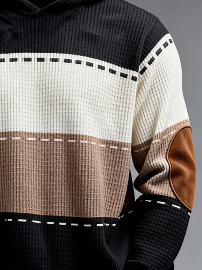 Sudadera retro en bloques de color estampado cierre para hombre