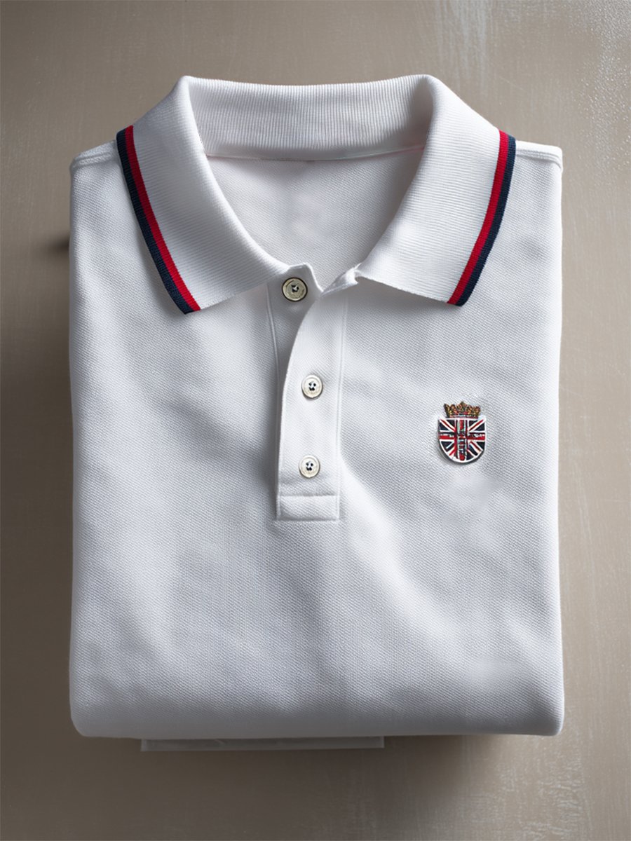 Camisa polo ejecutivo casual Union Jack Button de manga corta para hombre
