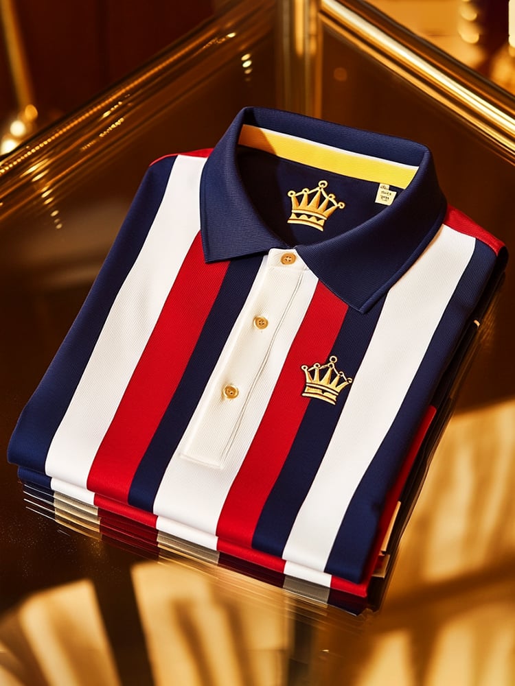 Camisa polo clásico ejecutivo Logo Button de manga corta para hombre